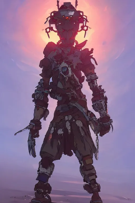 Image similar to combination suit armor aloy horizon forbidden west horizon zero dawn robot ninja mask helmet backpack tribal, art gta 5 comics, official fanart behance hd artstation by jesper ejsing, by rhads, makoto shinkai and lois van baarle, ilya kuvshinov, ossdraws radiating a glowing aura cgi rtx 2 0 2 2