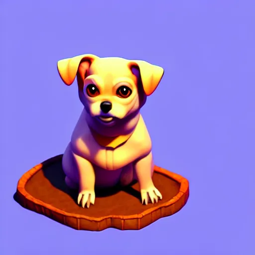 Prompt: Isometric 3D Fantasy Cute Dog, 3D Illustration, soft render, Servando Lupini, handpaint texture, Blender, 3DCoat