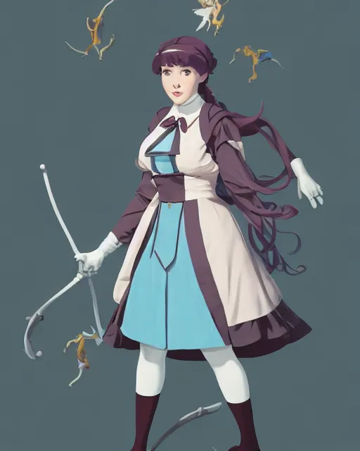 Image similar to late renaissance magical academy girl school uniform with coat, pale cyan and grey fabric, jodhpurs greg manchess painting by sargent and leyendecker, studio ghibli, fantasy, medium shot, asymmetrical, intricate, elegant, matte painting, illustration, hearthstone, by greg rutkowski, by greg tocchini, by james gilleard, by joe fenton