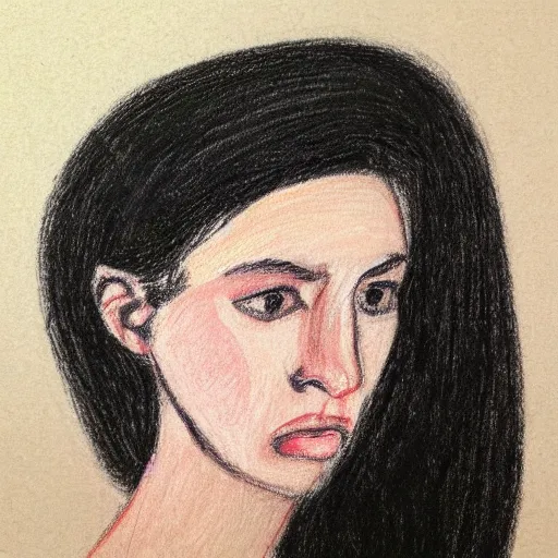 Prompt: female portrait, in crayon