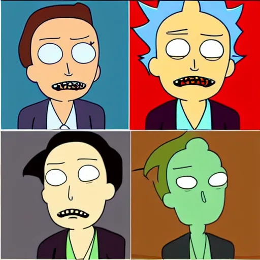 Image similar to johnny depp in rick and morty style