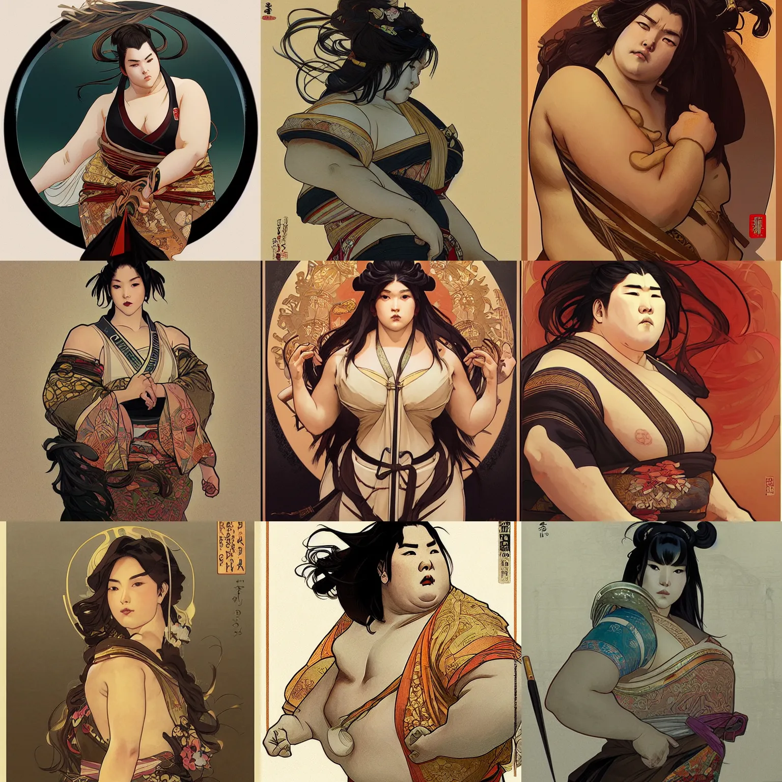 Prompt: Hakuho by Artgerm and greg rutkowski and alphonse mucha