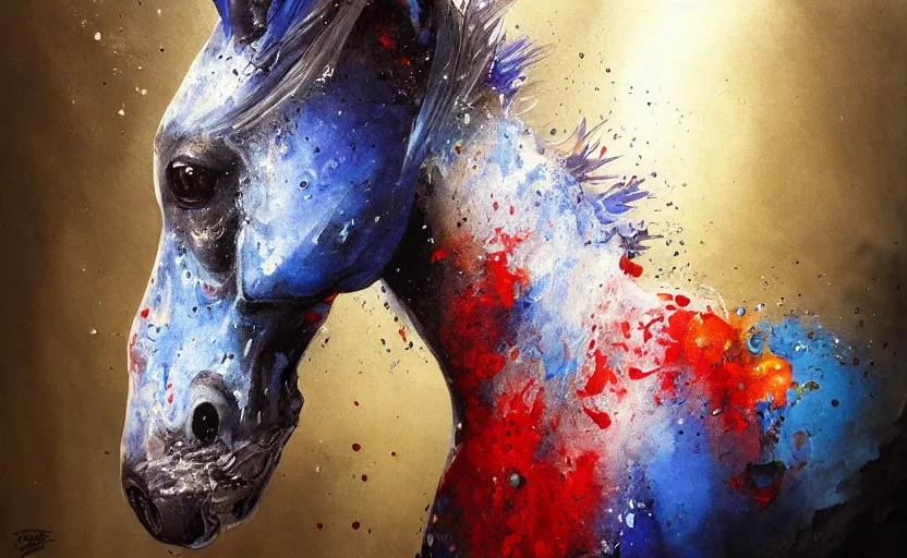 Prompt: a painting of pepsihorse trending on artstation in the style of greg rutkowski, 3 d, watercolor, beautiful, horse, pepsi, fluid