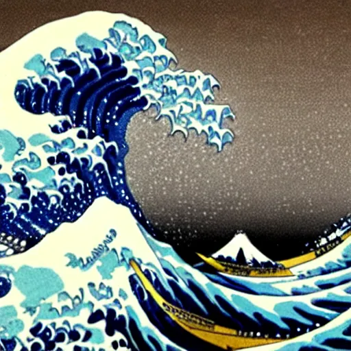 Prompt: The Great Wave off Kanagawa by Katsushika Hokusai