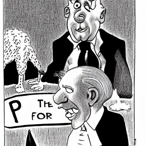 Image similar to The Farside comic of Joe Biden cartoon black and white drawing by Gary Larson