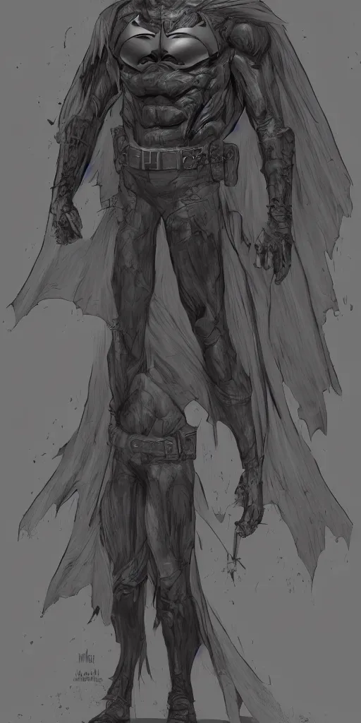 Image similar to A horror character concept based on batman, trending on artstation, digital art
