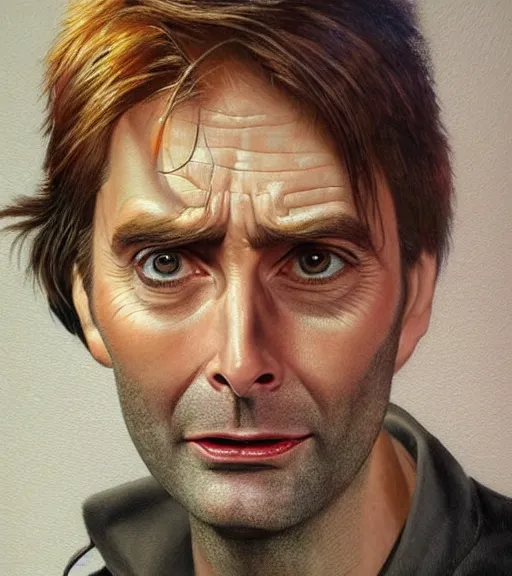 Prompt: david tennant dressed as a golfer, very detailed eyes, hyperrealistic, very detailed painting by Glenn Fabry, by Joao_Ruas