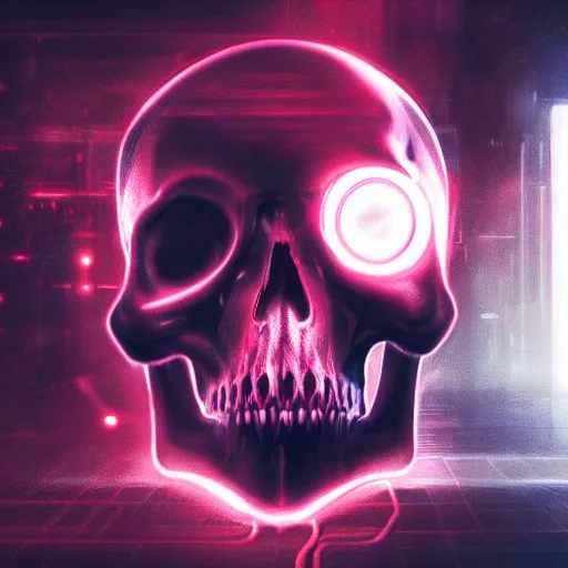 Prompt: cyberpunk picture of a skull