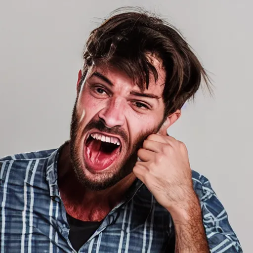 Image similar to handsome, screaming male human