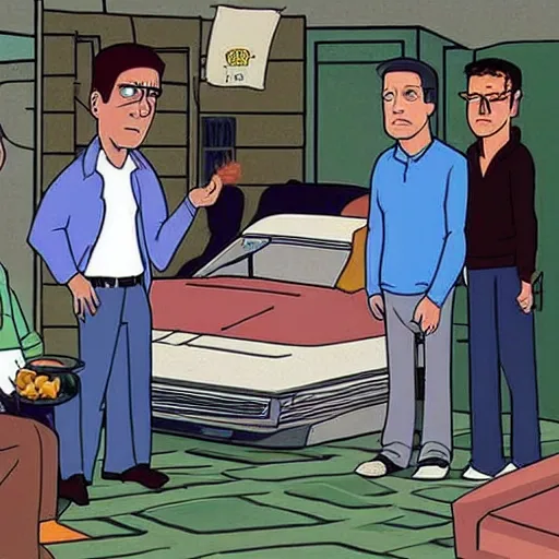 Image similar to lost scene from king of the hill where joe biden is a drug dealer,