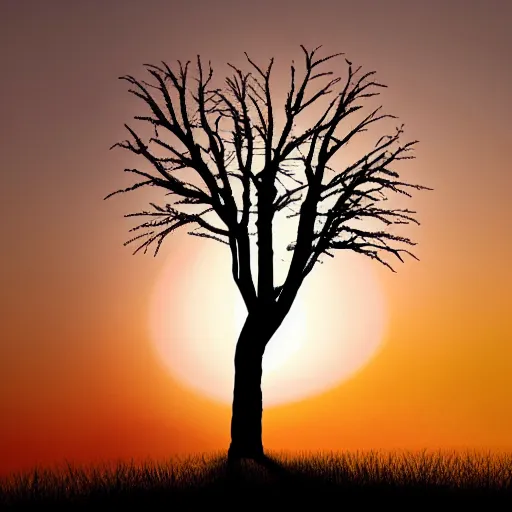 Image similar to sunset tree shadow in shape of angel