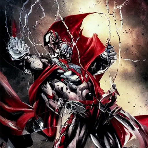 Prompt: Spawn from marvel comics in the style of lee bermejo and greg rutkowski