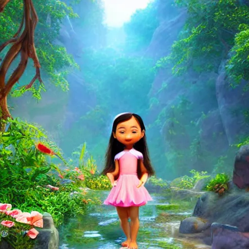 Prompt: A beautiful and cute little thai girl in Pixar artstyle, cgi