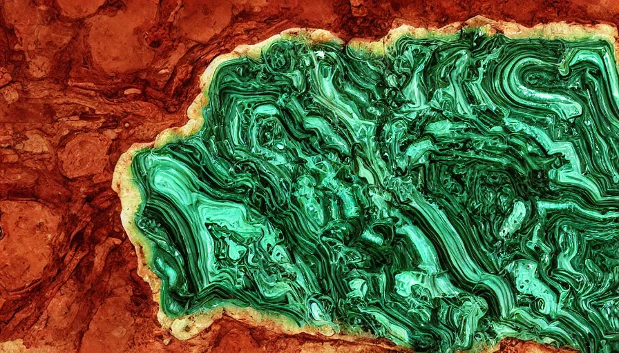 Prompt: petrified forest national park arizona in the style of bernie wrightson medical illustration aesthetic horror malachite slab