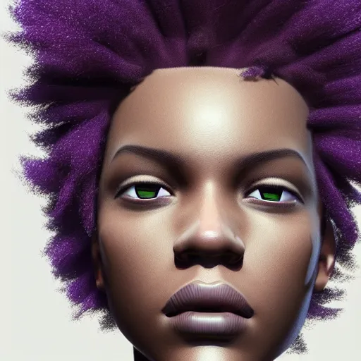 Image similar to black woman, hairstyle = short bob, hair colour = grey, eyes = purple, wearing dark green bomber jacket, realistic 4 k octane beautifully detailed render, 4 k post - processing, highly detailed, intricate complexity, epic composition, magical atmosphere, cinematic lighting, masterpiece, ultra hd