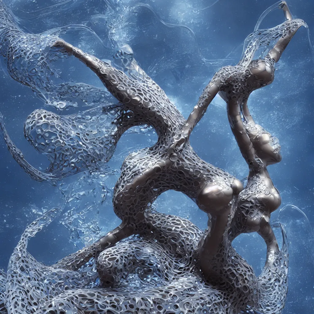 Prompt: deep ocean sculpture, elegant, beautiful, octane render, fantastic, shining, sharp focus, by hajimesorayama