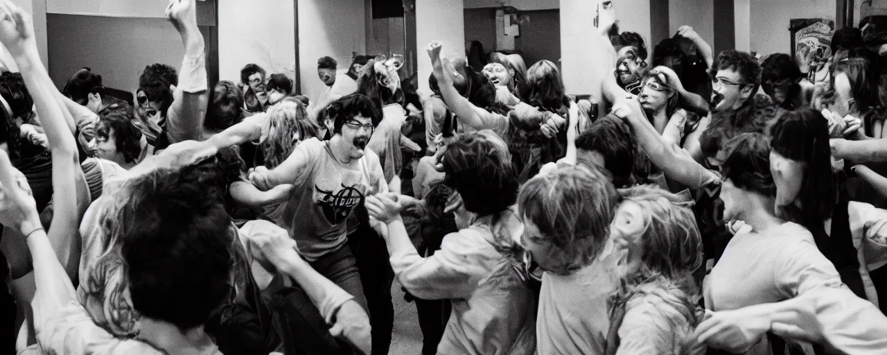 Image similar to a riot breaking out as people try to escape a room full of spaghetti, anxiety, canon 5 0 mm, cinematic lighting, photography, retro, film, kodachrome