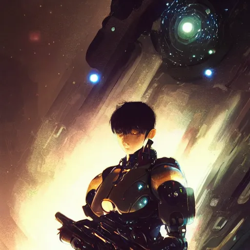 Prompt: bokeh, beautiful detail, stars in the sky, cybernetic, sci-fi space game art, jeon Jungkook holding a gun. alien planet art by Akihito Yoshitomi AND Yoji Shinkawa AND Greg Rutkowski, Mark Arian trending on artstation