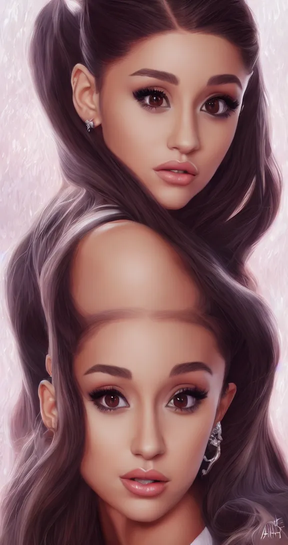 Image similar to Portrait of beautiful Ariana Grande, detailed facial features, full body, elegant, by artgerm, artstation