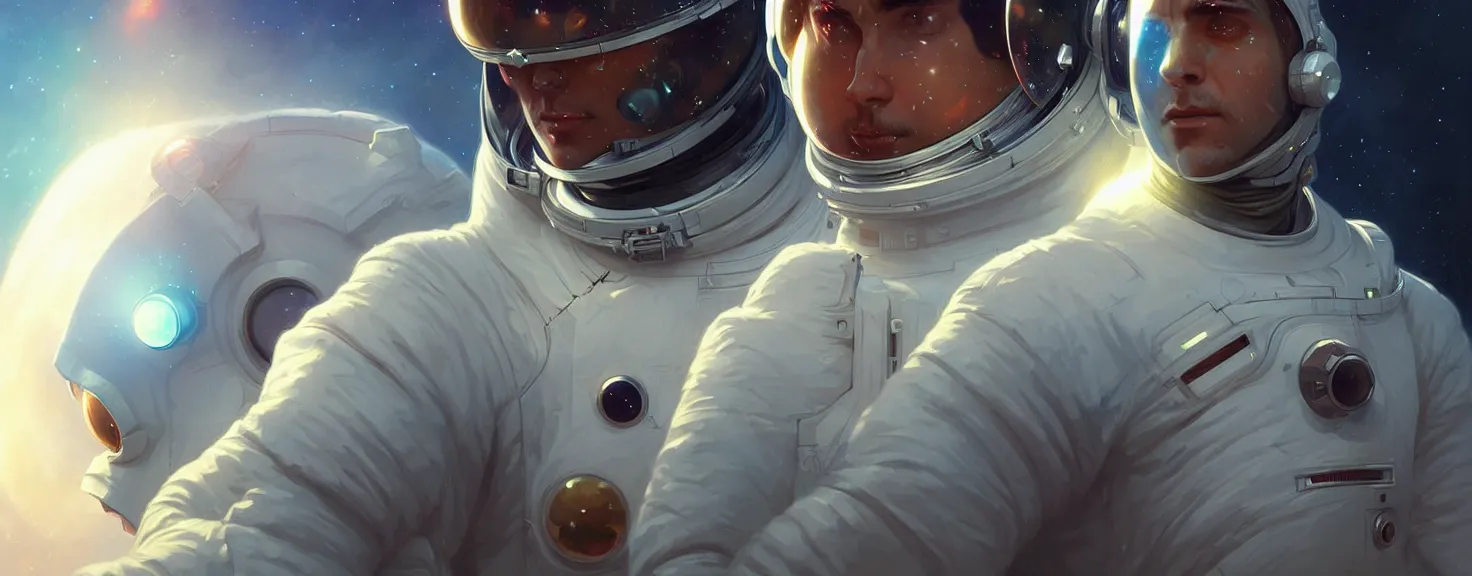 Image similar to Spaceman man futuristic portrait, highly detailed, digital painting, artstation, concept art, smooth, sharp focus, illustration, art by artgerm and greg rutkowski and alphonse mucha