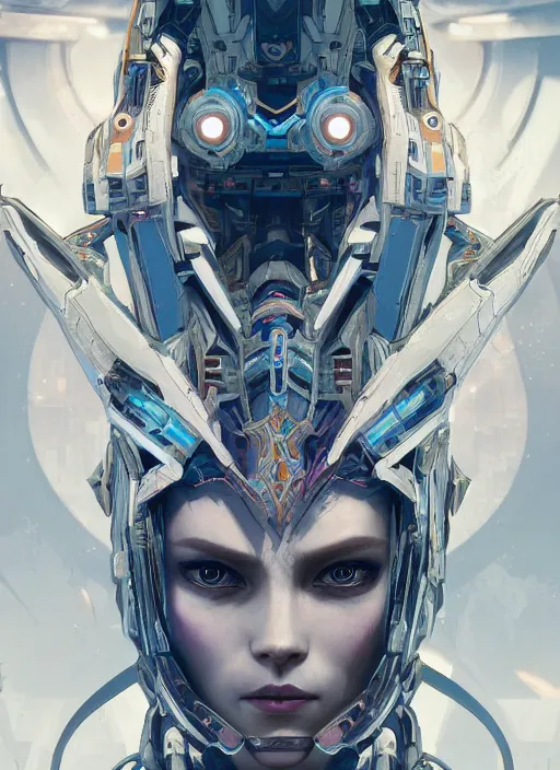 Prompt: symmetry!! portrait of cyberpunk alien empress goddess mecha in the style of horizon zero dawn, machine face, intricate, elegant, highly detailed, digital painting, artstation, concept art, smooth, sharp focus, illustration, art by artgerm and greg rutkowski and alphonse mucha, 8 k