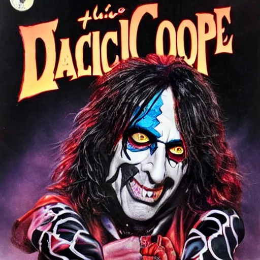 Prompt: Alice Cooper as a dark superhero