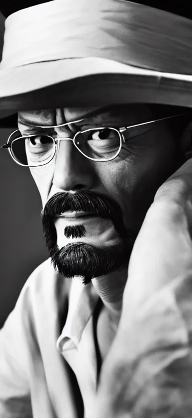 Image similar to a portrait photo of luffy as walter white, side shot, by professional photographer, 8 k resolution, high quality