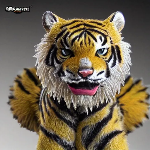 Image similar to photo realistic miniature sabretooth tiger house cat sabertooth, detail, featured