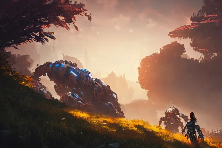 Image similar to stalker machine mecanical creature robot of horizon forbidden west horizon zero dawn bioluminiscence global illumination ray tracing hdr fanart arstation by ian pesty and alena aenami artworks in 4 k