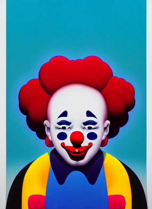 Prompt: sad clown by shusei nagaoka, kaws, david rudnick, airbrush on canvas, pastell colours, cell shaded, 8 k,