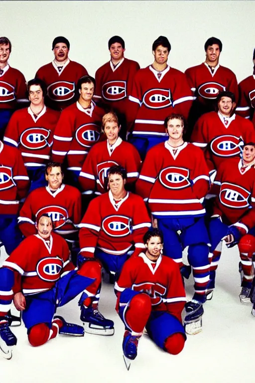 Prompt: montreal canadiens team portrait, 1 9 9 3