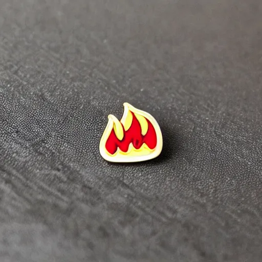 Image similar to minimalistic jalapeno on fire flame circle enamel pin retro design