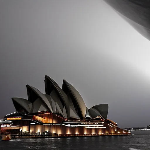 Prompt: a huge tornado going through the sydney opera house, photorealistic, handheld