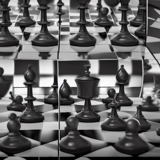 An example of a wallpaper autostereogram showing 3D scene of a chess