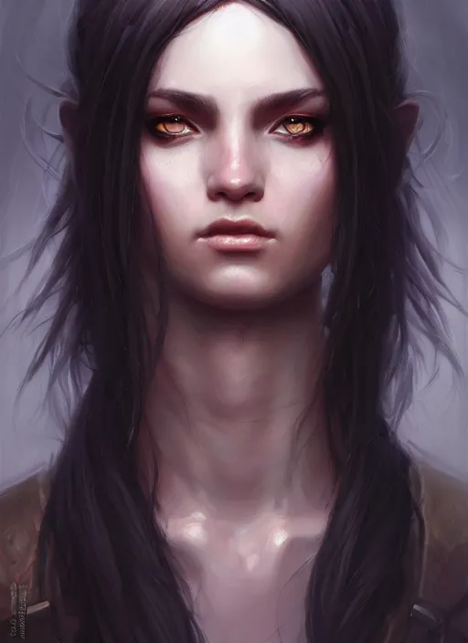 Image similar to a _ fantasy _ style _ portrait _ painting _ of young adult, black fringe hair, round face, rpg dnd oil _ painting _ unreal _ 5 _ daz. _ rpg _ portrait _ extremely _ detailed _ artgerm _ greg _ rutkowski _ greg