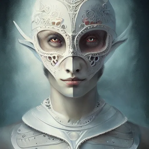 Image similar to soft painting of a curiosities carnival lovecraftian, blessing, porcelain beautiful young full armor, perfectly detailed, symmetrical accurate intricate sensual features, highly detailed, artstation, sharp focus, tom bagshaw esao andrews