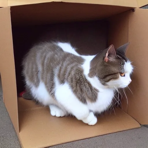 Image similar to cat in a box. hyper realistic.