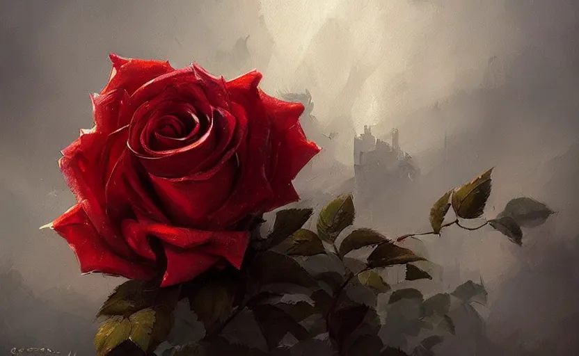 Image similar to A painting of a rose trending on artstation in the style of Greg Rutkowski