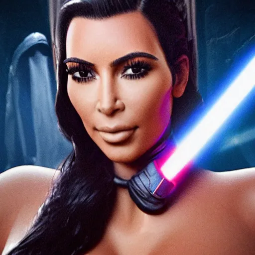 Image similar to kim kardashian in star wars as an evil sith, 8k resolution, full HD, cinematic lighting, award winning, anatomically correct