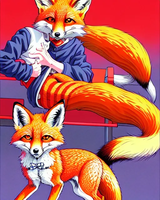 Image similar to a richly detailed color  illustration depicting a pretty red fox shoplifting, 3D shadowing effect, ultra ornate detail. masterfully illustrated by Akira Toriyama and Mina Petrovic and Range Murata.