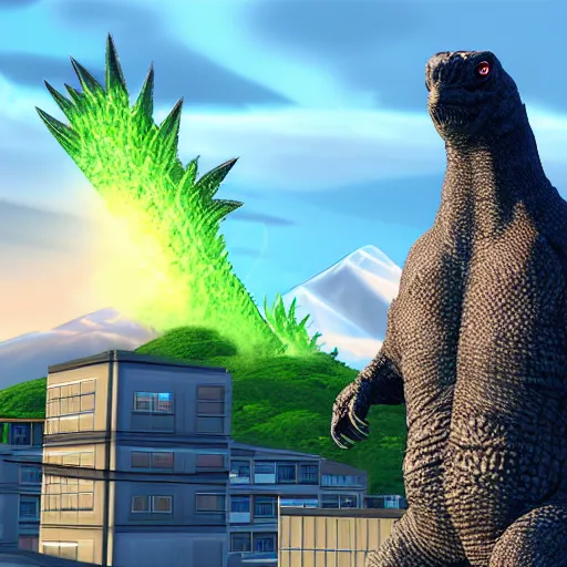 Prompt: Godzilla in the style of The Sims 4