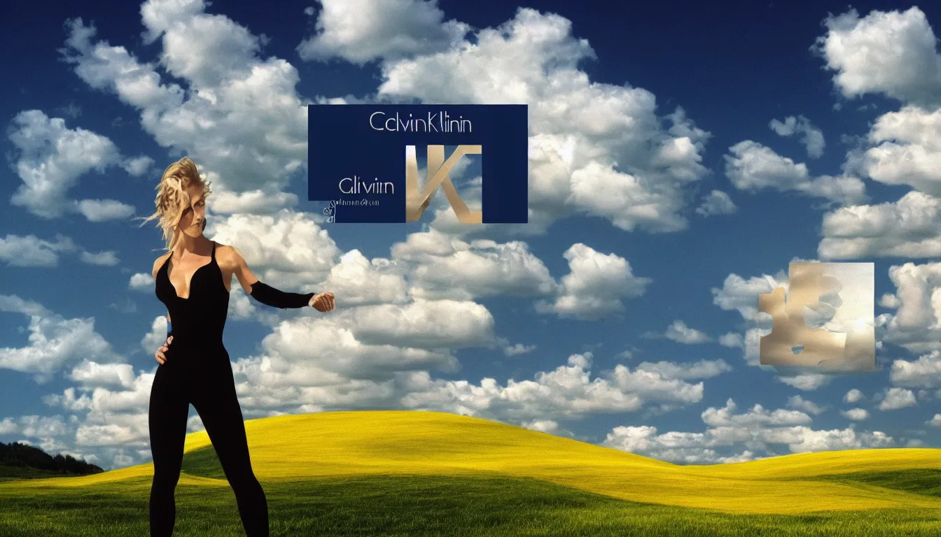 Image similar to Calvin Klein themed Windows XP desktop wallpaper, trending on artstation