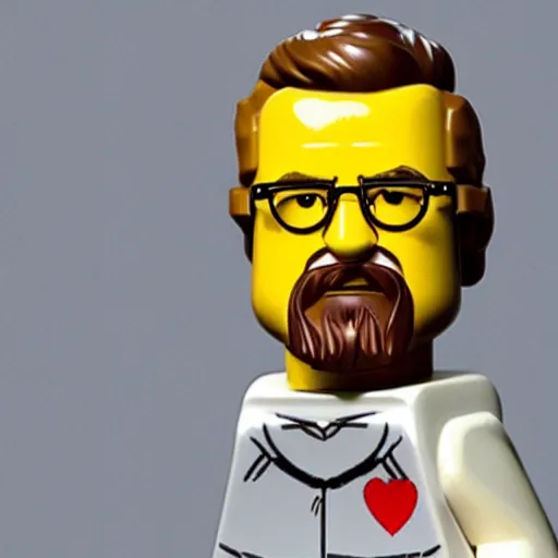 Prompt: lego set of walter white bust