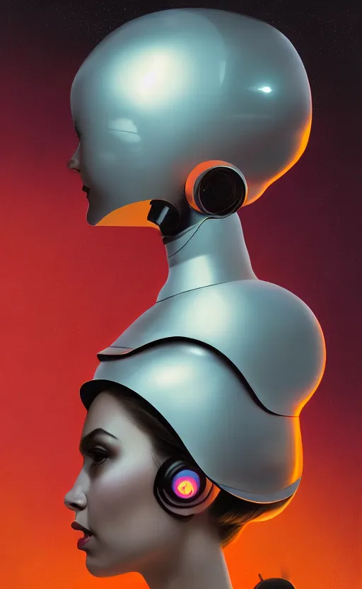 Image similar to portrait of a girl wearing very super tight latex dress and wearing a futuristic helmet by Petros Afshar and Beeple, James Gilleard, Mark Ryden, Wolfgang Lettl highly detailed