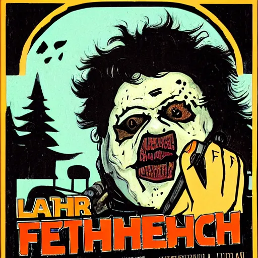 Prompt: Leatherface NES game box art