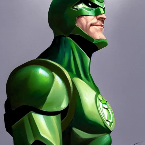 Image similar to greg manchess portrait painting of armored green lantern as overwatch character, medium shot, asymmetrical, profile picture, organic painting, sunny day, matte painting, bold shapes, hard edges, street art, trending on artstation, by huang guangjian and gil elvgren and sachin teng