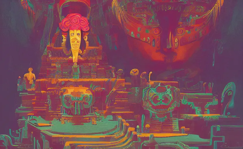 Image similar to mayan priestess, sharp focus, james gilleard, moebius, print, game art, surreal