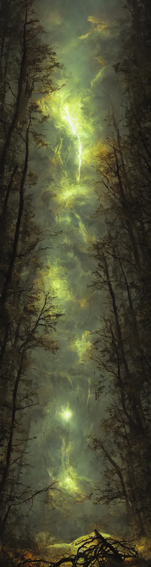 Prompt: nuclear explosion in the forest by gerald brom octane render, dynamic lighting