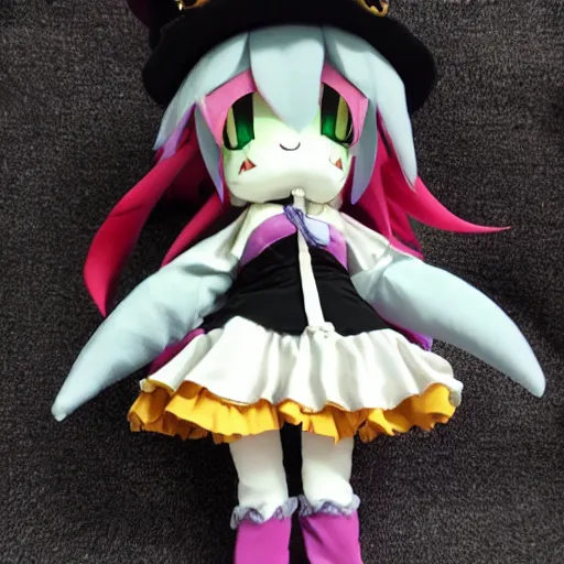 Image similar to cute fumo plush of the party witch who casts powerful buffs and debuffs, anime girl