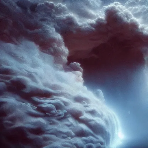 Image similar to venus going out of space water during a big storm, great space, epic composition, 8 k, by greg rutkowski, beautifuk cinematic light